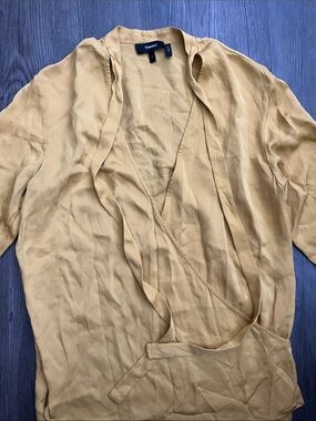 THEORY Silk Wrap-Front Blouse